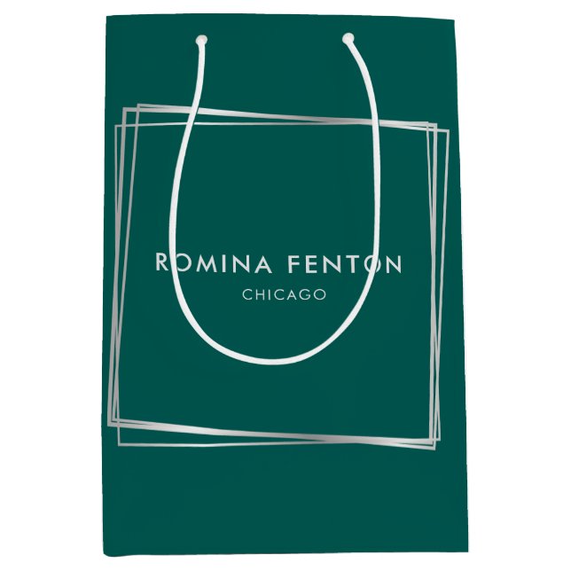 Bolsa De Regalo Mediana Resumen de Plata Marcos Profesionales Modernos (Anverso)