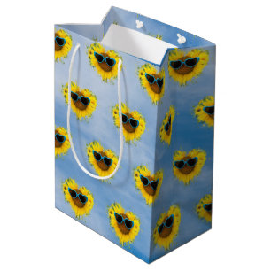 Bolsa De Regalo Mediana Resumen del corazón del girasol en el cielo