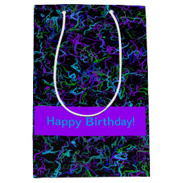 Bolsa De Regalo Mediana Resumen púrpura, negro y azul