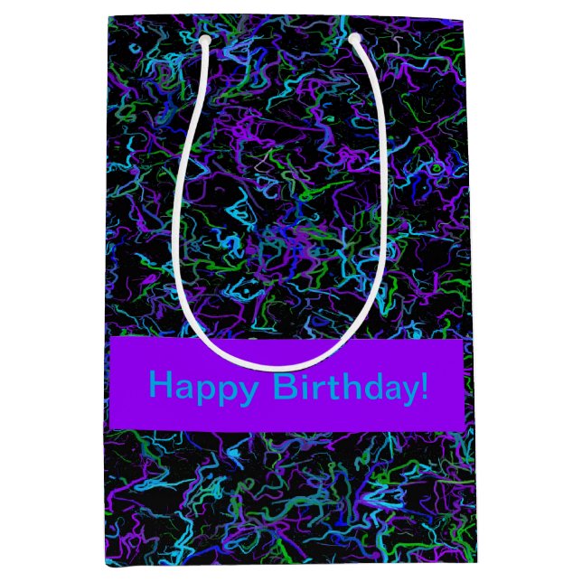 Bolsa De Regalo Mediana Resumen púrpura, negro y azul (Anverso)