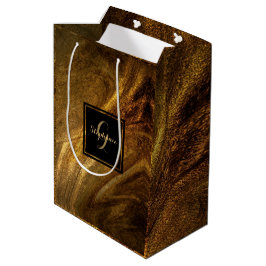 Bolsa De Regalo Mediana Resumen Purpurina de oro de lujo marrón Moda moder
