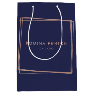 Bolsa De Regalo Mediana Resumen Relieve metalizado dorado Rosa Frames Prof