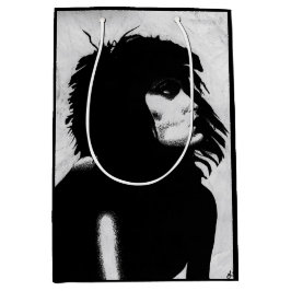 Bolsa De Regalo Mediana Retrato de diosa gótico Arte original Blanco negro
