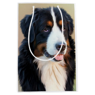 Bolsa De Regalo Mediana Retrato de perro de montaña de Bernese