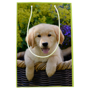 Bolsa De Regalo Mediana Retrato encantador de la foto del perrito del