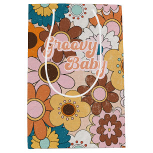 Bolsa De Regalo Mediana Retro 70 Daisy Groovy Baby Floral Vintage 60