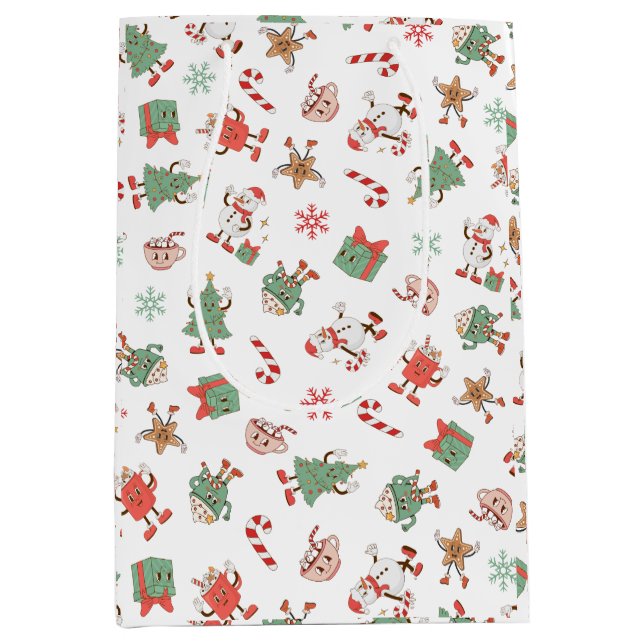 Bolsa De Regalo Mediana Retro Chillin' Con Mis Navidades Snowmies (Anverso)