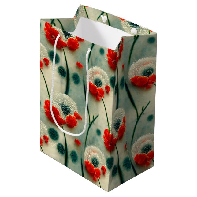 Bolsa De Regalo Mediana Retro Mohnblumen  Mittlere Geschenktüte (Angulo Anverso)