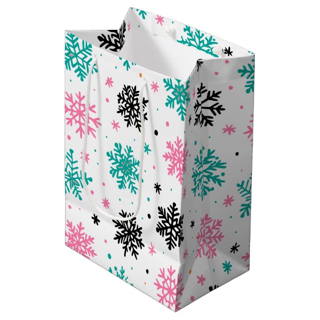 Bolsa De Regalo Mediana Retro Snowflakes (Angulo Anverso)