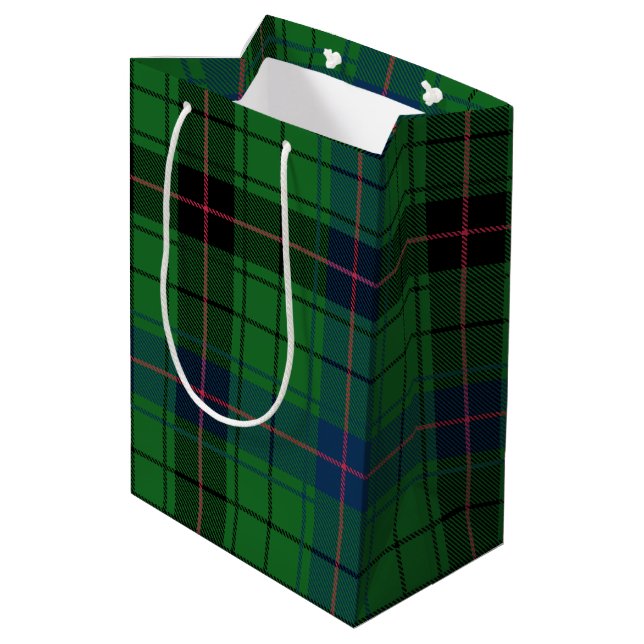 Bolsa De Regalo Mediana Retro Tartan Davidson Green Plaid (Angulo reverso)