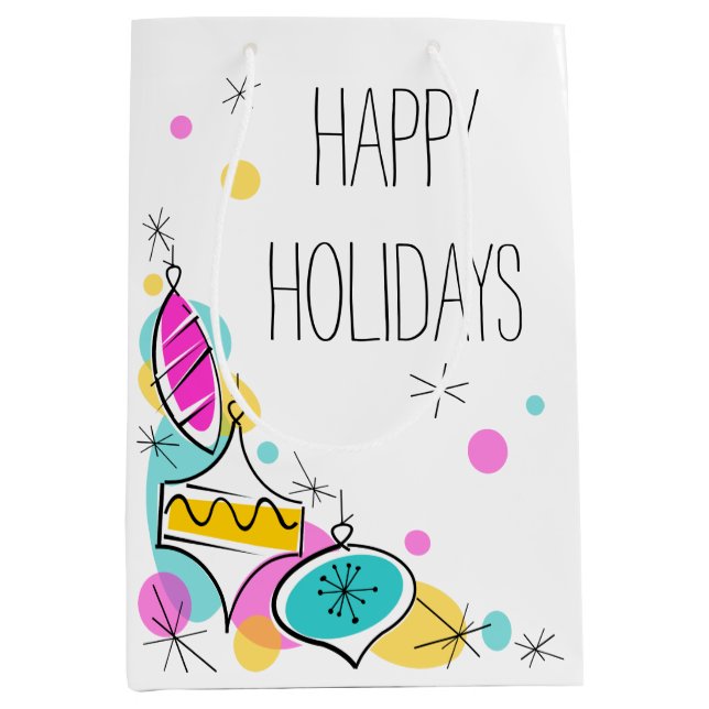 Bolsa De Regalo Mediana Retro Tree Baubles Corner Holidays medium (Anverso)