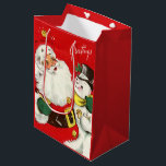 Bolsa De Regalo Mediana retro vintage Christmas Santa snowman<br><div class="desc">retro vintage Christmas Santa snowman Medium Gift Bag</div>