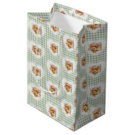 Bolsa De Regalo Mediana Retro Vintage Coquette Baby Animals Deer Gingham