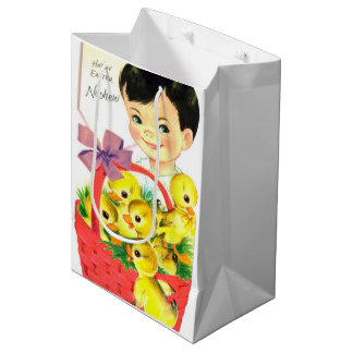 Bolsa De Regalo Mediana retro vintage Happy Easter Nephew