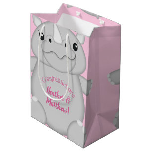 Bolsa De Regalo Mediana Rhino Baby Shower Pink