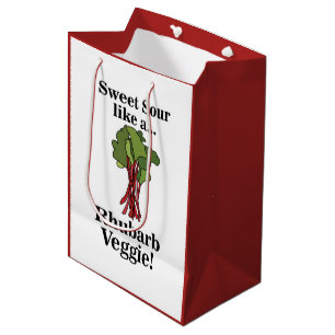 Bolsa De Regalo Mediana Rhubarb Veggie Food Funny Cumpleaños