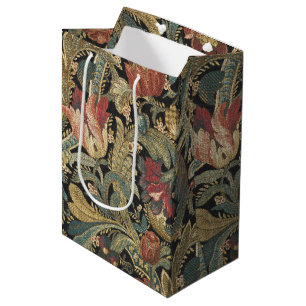 Bolsa De Regalo Mediana Rich Floral Tapestry Brocade Antiguo Clásico