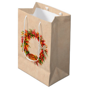 Bolsa De Regalo Mediana Ristra Wreath del suroeste de Chile en Adobe Wall