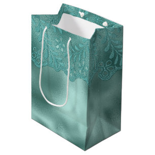 Bolsa De Regalo Mediana Robin Egg Green Lace Bridal Shower