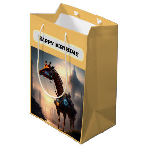 Bolsa De Regalo Mediana Robot futurista para jirafa, cumpleaños