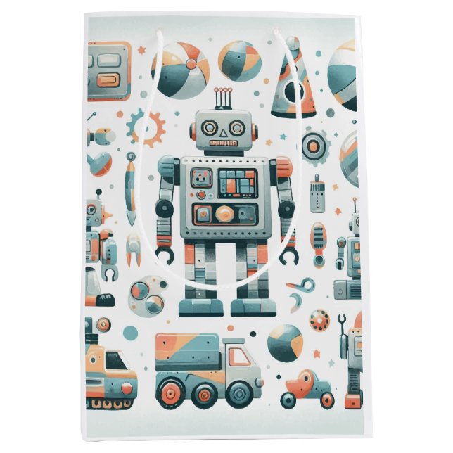 Bolsa De Regalo Mediana Robots (Anverso)