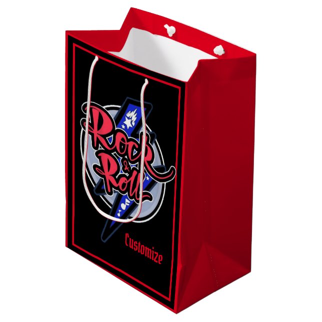 Bolsa De Regalo Mediana Rock & Roll Lightning Red (Angulo Anverso)