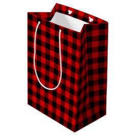 Bolsa De Regalo Mediana Rojo Negro Búfalo Leñador Check Navidad