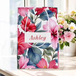 Bolsa De Regalo Mediana Rojo Rosa Floral Aquarela Hibisco Elegante