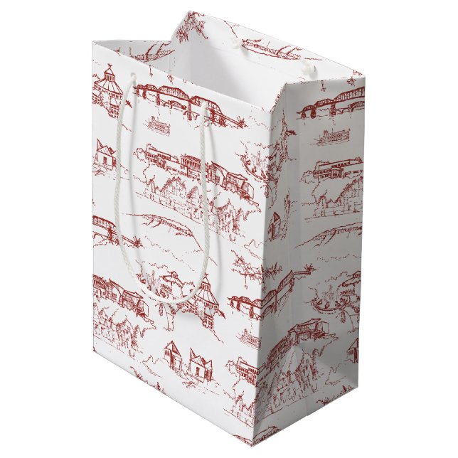 Bolsa De Regalo Mediana Rojo y blanco de Chattanooga Toile (Angulo reverso)