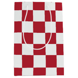 Bolsa De Regalo Mediana Rojo y Blanco Retro Check Fiesta