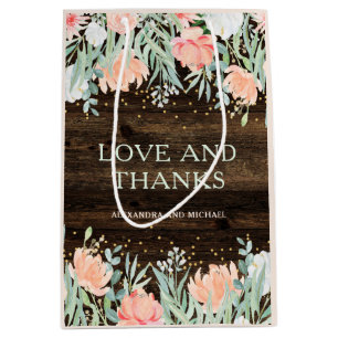 Bolsa De Regalo Mediana Romance floral rústico Boda acuarela