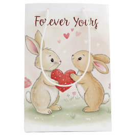Bolsa De Regalo Mediana Romantic Bunny Card - Para siempre