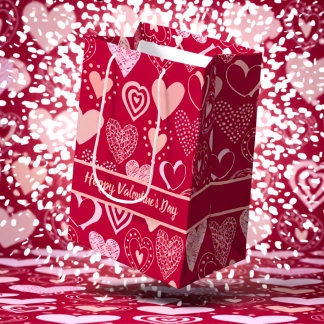Bolsa De Regalo Mediana Romantic Red Valentine Hearts with Custom Message