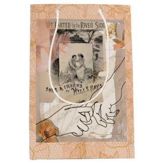 Bolsa De Regalo Mediana Romantic Vintage Floral Riverside Collage