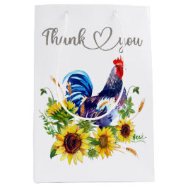 Bolsa De Regalo Mediana Rooster con acuarela de girasol
