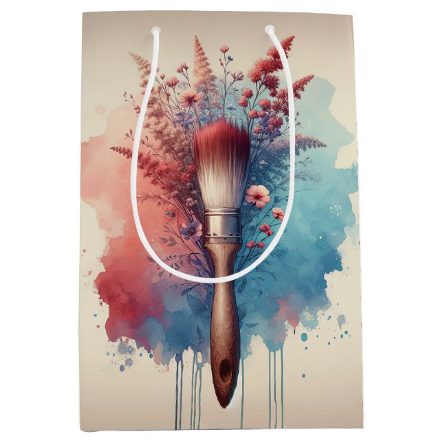 Bolsa De Regalo Mediana Ropa De Pincel Derivado En Acuarela (Anverso)