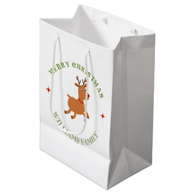Bolsa De Regalo Mediana Ropa de texto navideño blanco (Angulo Anverso)