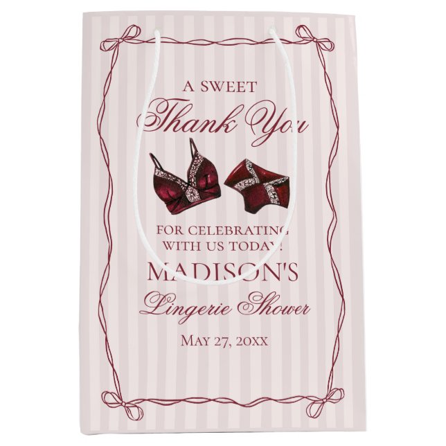 Bolsa De Regalo Mediana Ropa Interior Burgundy Favor de Fiesta de Despedid (Anverso)