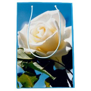 Bolsa De Regalo Mediana Rosa blanca bajo cielo azul