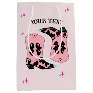 Bolsa De Regalo Mediana Rosa Cowgirl Boots Rodeo