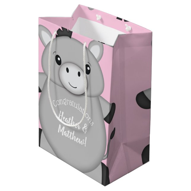 Bolsa De Regalo Mediana Rosa de Donkey Baby Shower (Angulo reverso)