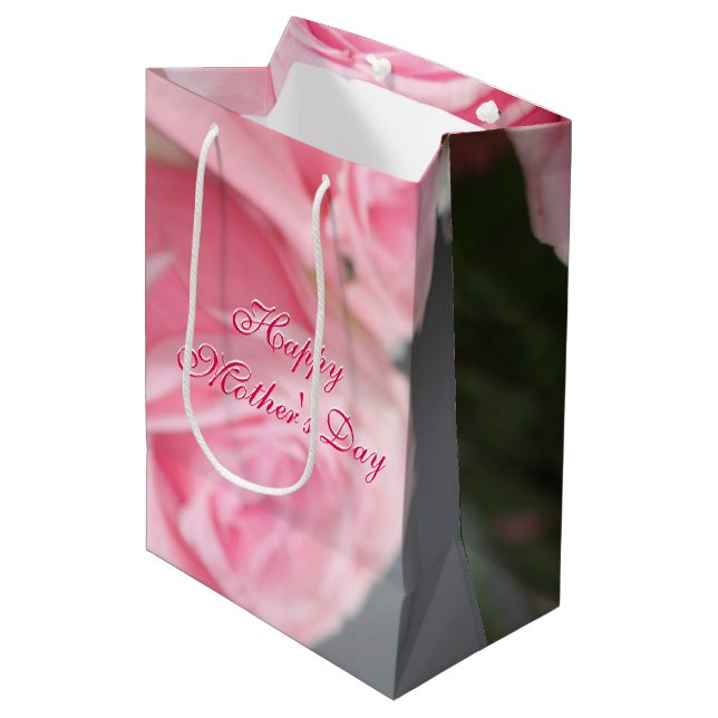 Bolsa De Regalo Mediana Rosa de flores de jardín (Angulo Anverso)