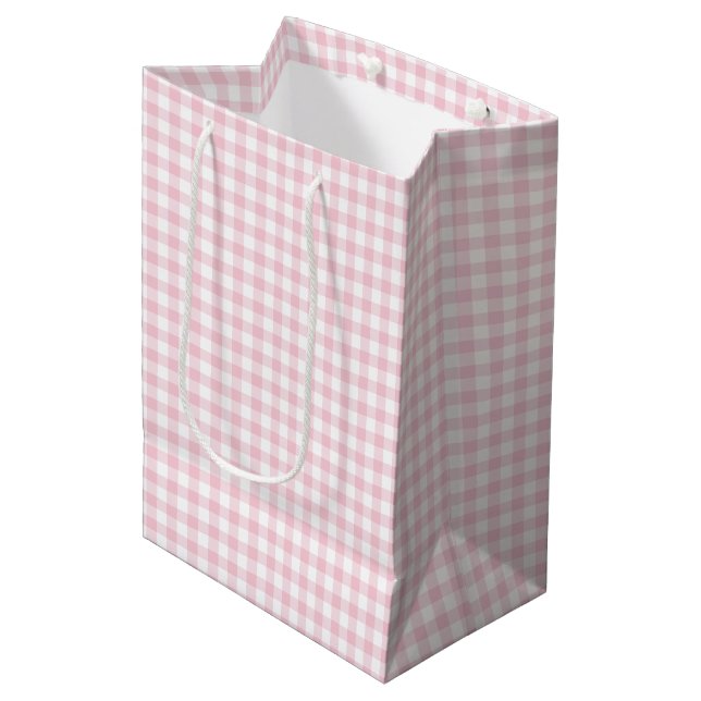 Bolsa De Regalo Mediana Rosa de Gingham clásico (Angulo Anverso)