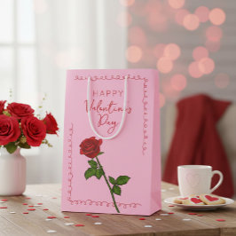 Bolsa De Regalo Mediana Rosa Día de San Valentín Personalizada