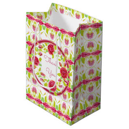 Bolsa De Regalo Mediana Rosa Floral Shabby Chic Gracias