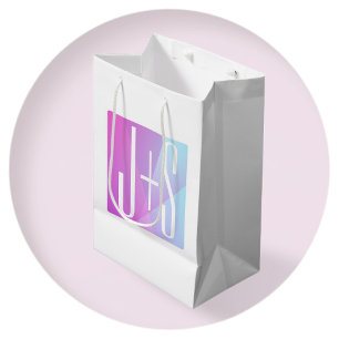 Bolsa De Regalo Mediana Rosa geométrico Guay y púrpura Iniciales de pare