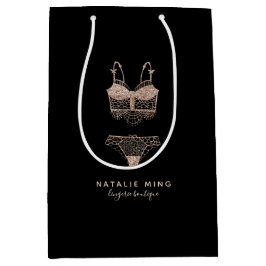 Bolsa De Regalo Mediana Rosa Gold Lingerie Boutique Logo Business