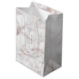 Bolsa De Regalo Mediana Rosa moderno de moda Faux Marble