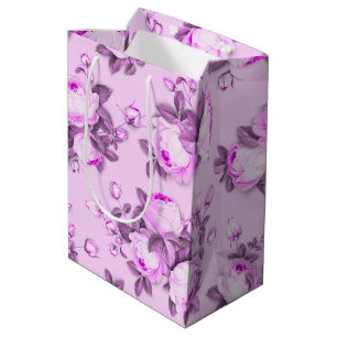 Bolsa De Regalo Mediana rosa morado elegante floral