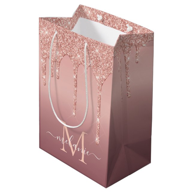Bolsa De Regalo Mediana Rosa Personalizado de bolsitas de regalo de oro Su (Angulo reverso)
